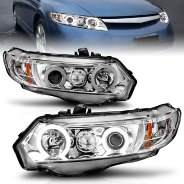 Picture of ANZO 2006-2011 Honda Civic Projector Headlights w- Halo Chrome CCFL