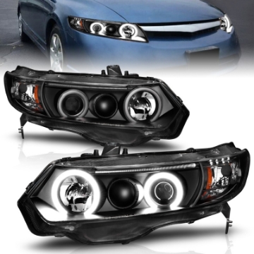 Picture of ANZO 2006-2011 Honda Civic Projector Headlights w- Halo Black CCFL