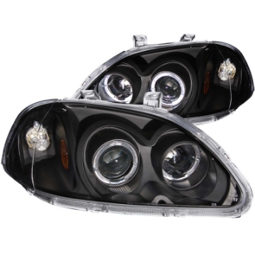 Picture of ANZO 1996-1998 Honda Civic Projector Headlights w- Halo Black