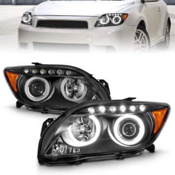 Picture of ANZO 2005-2010 Scion Tc Projector Headlights w- Halo Black CCFL