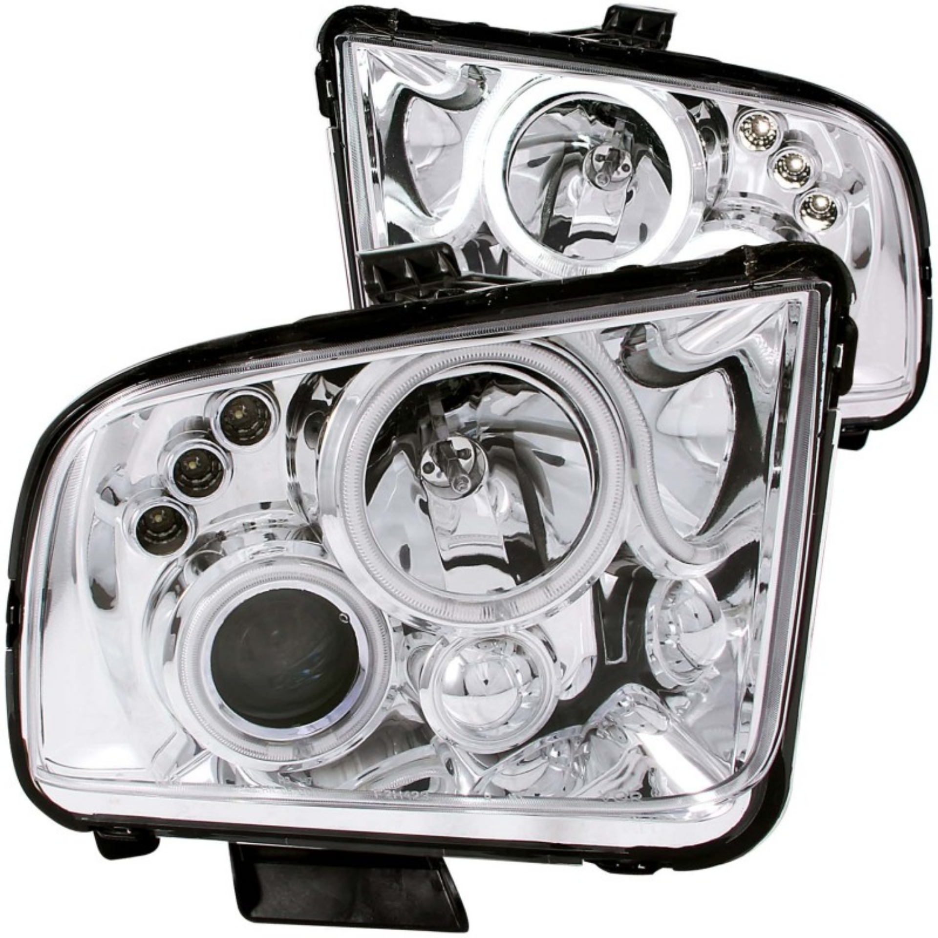 Picture of ANZO 2005-2009 Ford Mustang Projector Headlights w- Halo Chrome