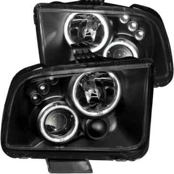 Picture of ANZO 2005-2009 Ford Mustang Projector Headlights w- Halo Black