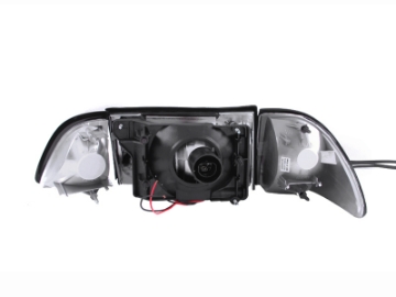 Picture of ANZO 1987-1993 Ford Mustang Crystal Headlights Chrome w- Corner Lights 2pc