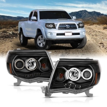 Picture of ANZO 2005-2011 Toyota Tacoma Projector Headlights w- Halo Black