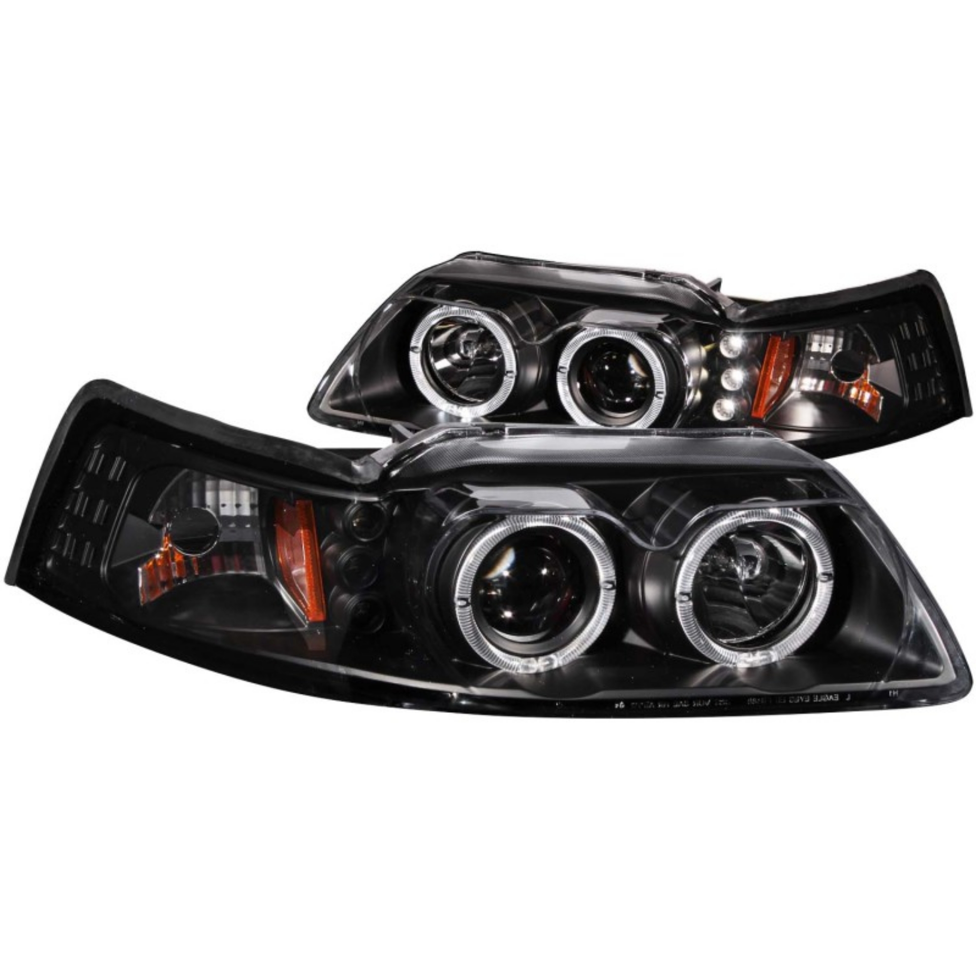Picture of ANZO 1999-2004 Ford Mustang Projector Headlights Black G2 Dual Projector