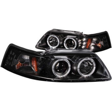 Picture of ANZO 1999-2004 Ford Mustang Projector Headlights Black G2 Dual Projector