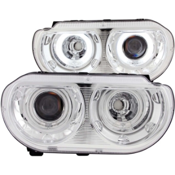 Picture of ANZO 2008-2014 Dodge Challenger Projector Headlights w- Halo Chrome CCFL