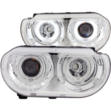 Picture of ANZO 2008-2014 Dodge Challenger Projector Headlights w- Halo Chrome CCFL