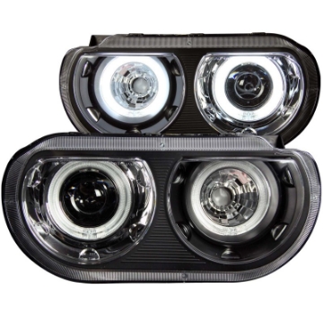 Picture of ANZO 2008-2014 Dodge Challenger Projector Headlights w- Halo Black CCFL