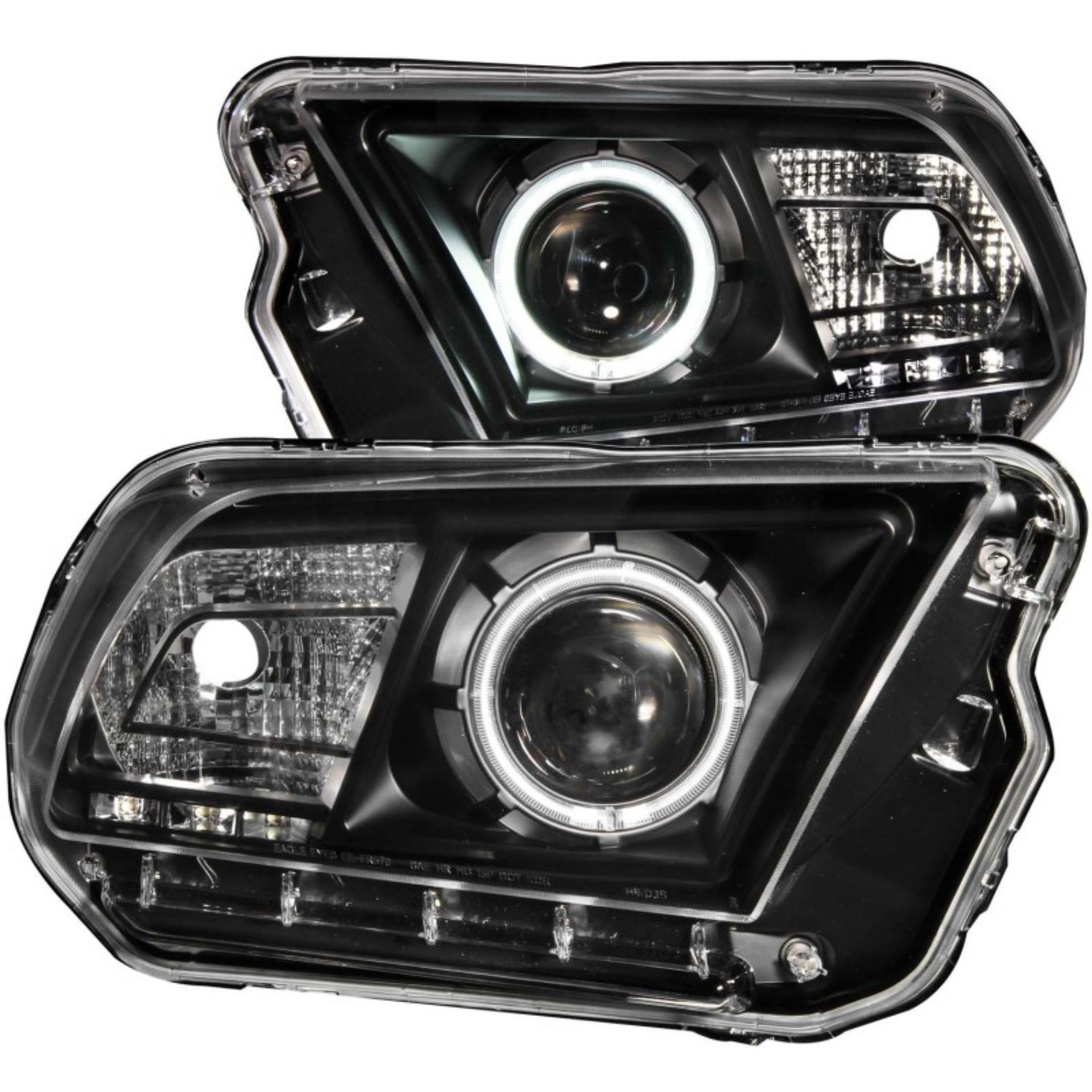 Picture of ANZO 2010-2014 Ford Mustang Projector Headlights w- Halo Black CCFL