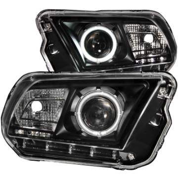 Picture of ANZO 2010-2014 Ford Mustang Projector Headlights w- Halo Black CCFL