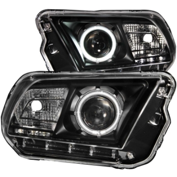 Picture of ANZO 2010-2014 Ford Mustang Projector Headlights w- Halo Black CCFL