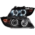 Picture of ANZO 2006-2008 BMW 3 Series E90-E91 Projector Headlights w- Halo w- LED Bar Black CCFL