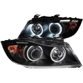 Picture of ANZO 2006-2008 BMW 3 Series E90-E91 Projector Headlights w- Halo w- LED Bar Black CCFL