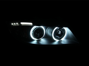 Picture of ANZO 2006-2008 BMW 3 Series E90-E91 Projector Headlights w- Halo w- LED Bar Black CCFL