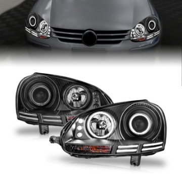Picture of ANZO 2006-2009 Volkswagen Rabbit Projector Headlights w- Halo Black CCFL
