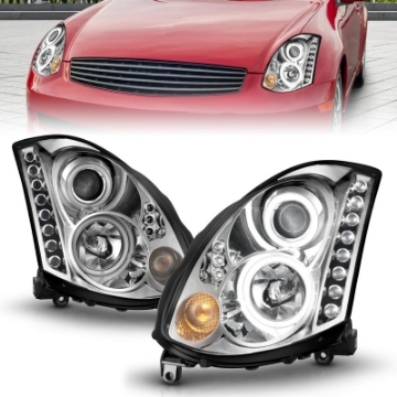 Picture of ANZO 2003-2007 Infiniti G35 Projector Headlights w- Halo Chrome CCFL HID Compatible