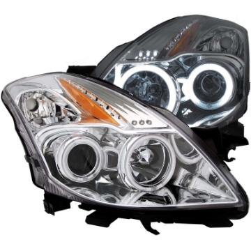 Picture of ANZO 2008-2009 Nissan Altima 2 Door ONLY Projector Headlights w- Halo Chrome CCFL