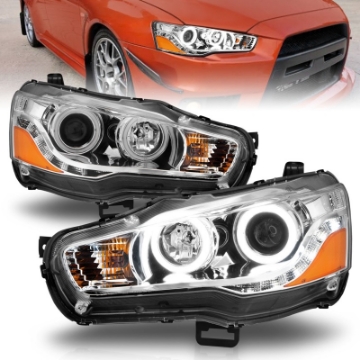 Picture of ANZO 2008-2015 Mitsubishi Lancer Projector Headlights w- Halo Chrome CCFL