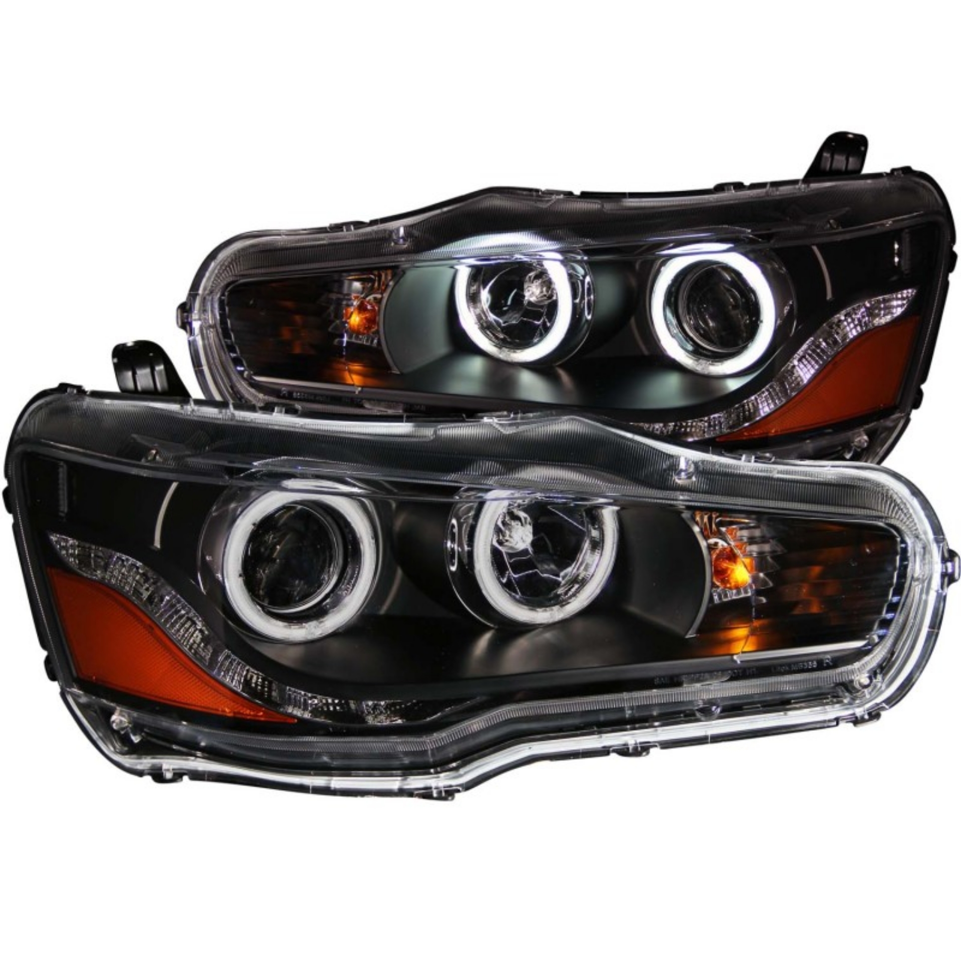 Picture of ANZO 2008-2015 Mitsubishi Lancer Projector Headlights w- Halo Black CCFL