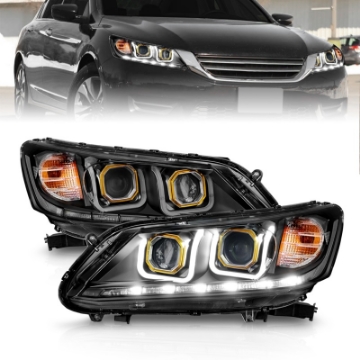 Picture of ANZO 2013-2015 Honda Accord 4dr ONLY Projector Headlights w- U-Bar Black
