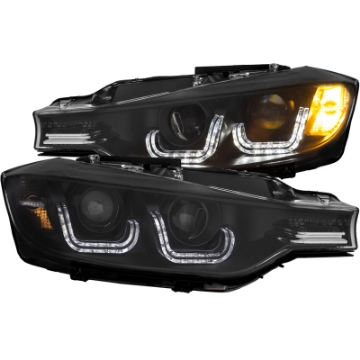 Picture of ANZO 2012-2015 BMW 3 Series Projector Headlights w- U-Bar Black HID Compatible