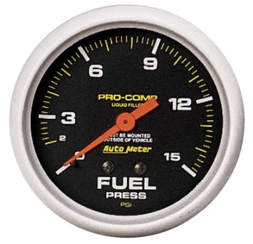 Picture of Autometer Liquid Filled Mechanical 66-7mm 0-15 PSI Fuel Pressure Gauge