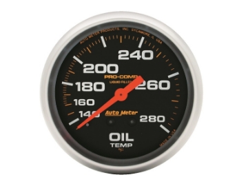 Picture of Autometer Liquid Filled Mechanical 66-7mm 140-280 deg F Oil Temperature Gauge Includes 12 ft Tubing