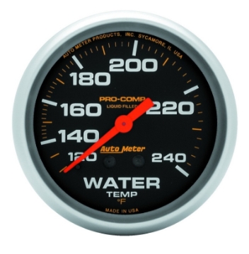 Picture of Autometer Liquid Filled Mechanical 66-7mm 120-240 deg F Water Temperature Gauge w- 12in Tubing