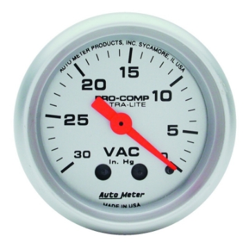 Picture of Autometer Ultra-Lite 52mm Mechanical Vacuum Gauge 30INHG