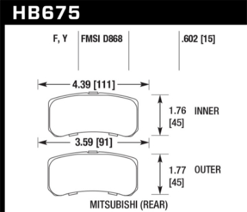 Picture of Hawk 09+ Mitsubishi Lancer Ralliart - 08+ Lancer GTS HPS Street Rear Brake Pads