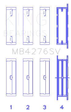 Picture of King Engine Bearings Ford 276DT-D17TED4-AJD 2-7L V6 Size +0-10 Main Bearing Set