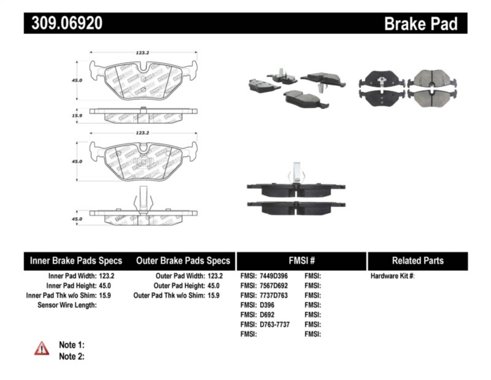 Picture of StopTech Performance 01-02 BMW Z3 - 03-09 Z4 - 10-90-07 3 Series - 99-09 Saab 9-5 Rear Brake Pads