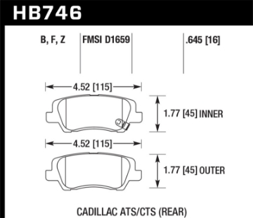 Picture of Hawk Cadillac 13-16 ATS - 14-15 CTS Performance Ceramic Rear Brake Pads
