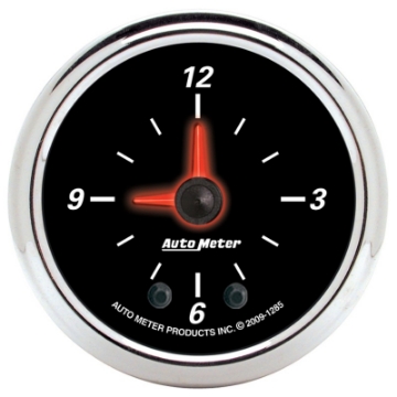 Picture of Autometer 52mm Full Sweep Electric 12 Hour Clock Inc 10-5 ft Tubing or Wiring Harness