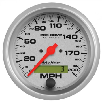 Picture of Autometer Ultra-Lite 85-7mm In-Dash Electronic Programmable 200 MPH Speedometer