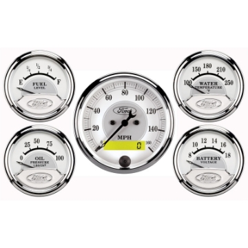 Picture of Autometer Ford Racing Kit Box 5 pc In-Dash Elec Speedo-Oil Pressure-Water Temp-Fuel Level-Volt