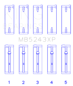 Picture of King Engine Bearings Nissan SR20DE-DET 2-0L Performance Main Bearing Set - Size STD