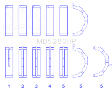 Picture of King Ford Prod- V8 4-6L-5-4L Will Not Fit 13-14 GT500 Performance Main Bearing Set - Size STD