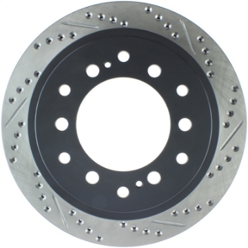 Picture of StopTech Power Slot 03-09 Toyota 4 Runner - 03-09 Lexus GX470 Drilled & Slotted Left Rear Rotor