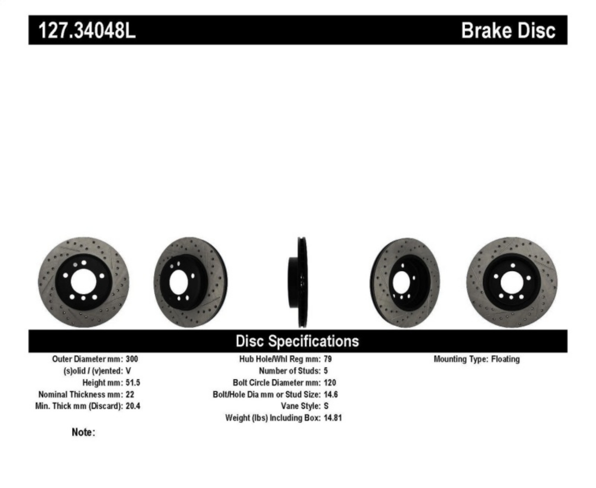 Picture of StopTech Power Slot 01-02 BMW Z3 - 03-09 Z4 - 3 Series Front Left Drilled & Slotted Rotor