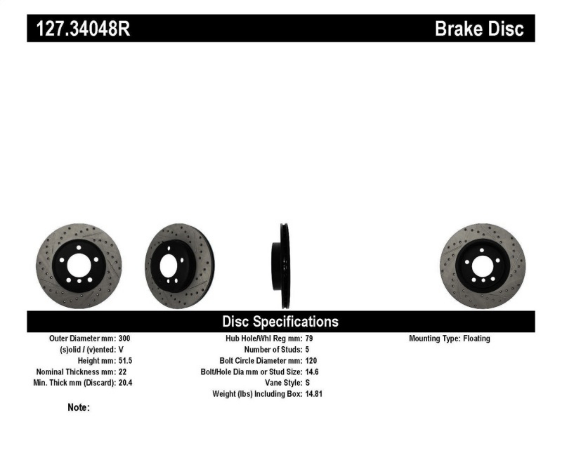 Picture of StopTech Power Slot 01-02 BMW Z3 - 03-09 Z4 - 3 Series Front Right Drilled & Slotted Rotor
