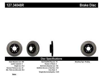 Picture of StopTech Power Slot 01-02 BMW Z3 - 03-09 Z4 - 3 Series Front Right Drilled & Slotted Rotor