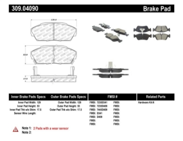 Picture of StopTech Performance 90-93 Acura Integra - 90-93 Honda Civic Sedan - 90-91 Prelude Front Brake Pads