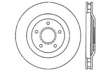 Picture of StopTech 04 & 08 Cadillac XLR-XLR-V - 97-04 Chevy Corvette Slotted & Drilled Front Left Rotor