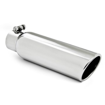 Picture of MBRP Universal Tip 3-5in OD 2-5in Inlet 12in L Angled Cut Rolled End Clampless No-Weld T304