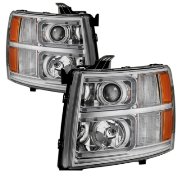 Picture of xTune Chevy Silverado 1500-2500-3500 07-13 Halo Projector Headlights Chrome PRO-JH-CS07-LED-C