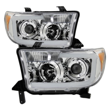 Picture of xTune Toyota Tundra 07-13 LED Light Bar Projector Headlights Chrome PRO-JH-TTU07-LED-C