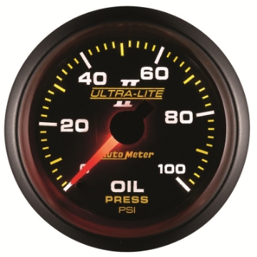 Picture of Autometer Ultra-Lite II 52mm 0-100 PSI Mechanical Oil Pressure Gauge