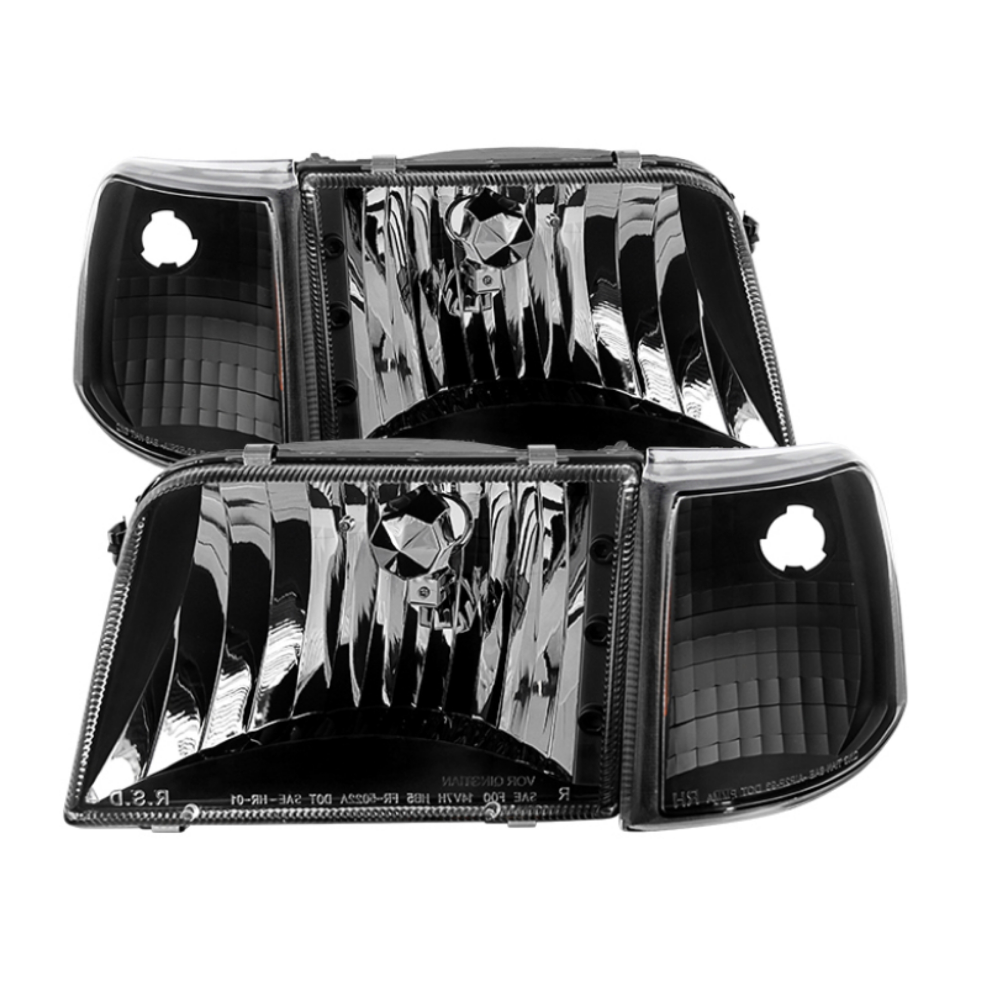 Picture of xTune Ford Ranger 93-97 Crystal Headlights w- Corner Lights 4pcs Sets Black HD-JH-FR93-SET-BK